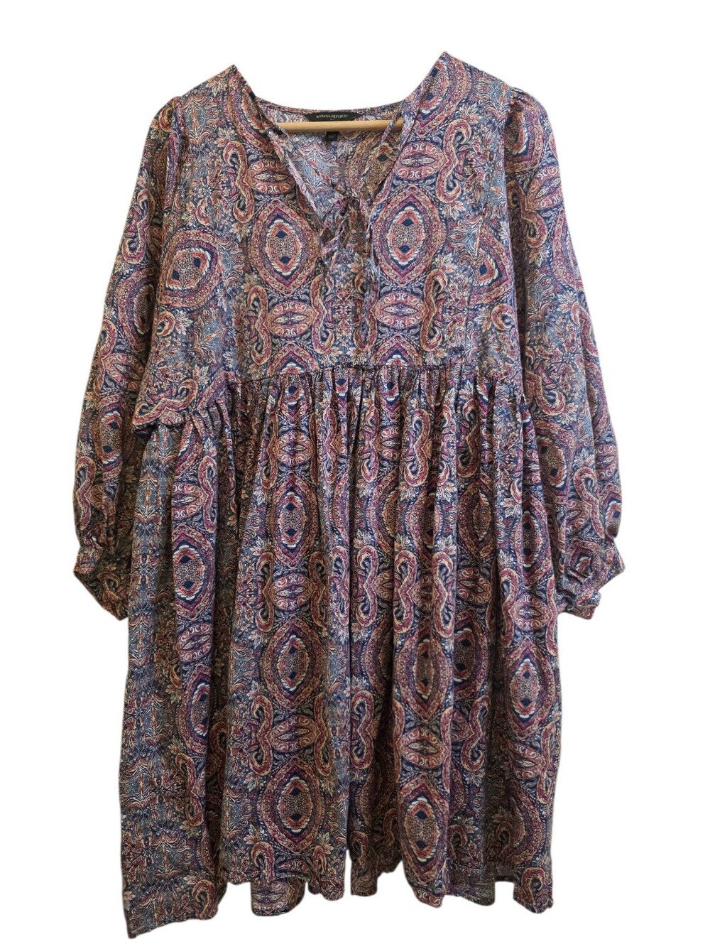 Banana Republic 100% Cotton Paisley Print Puff Sleeve Babydoll Dress Size M EUC